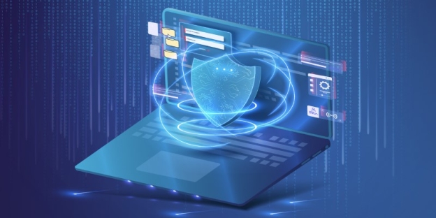 A computer with a shield on the screen AI-generated content may be incorrect.