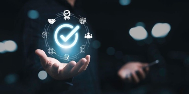 A hand holding a glowing check mark AI-generated content may be incorrect.